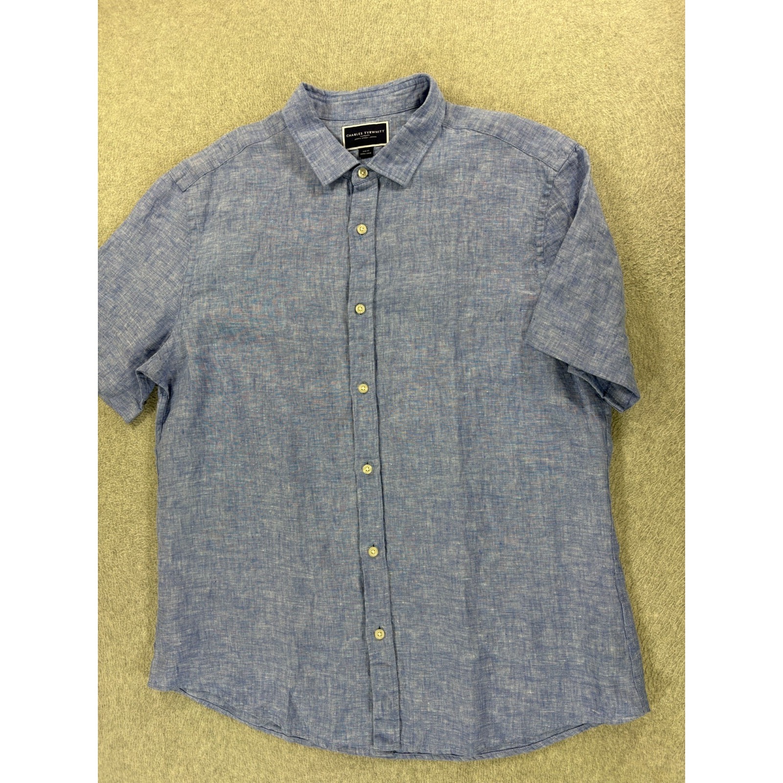 Charles Tyrwhitt 100% Linen Slim Fit Short Sleeve Button Down Shirt (Men's Xl)